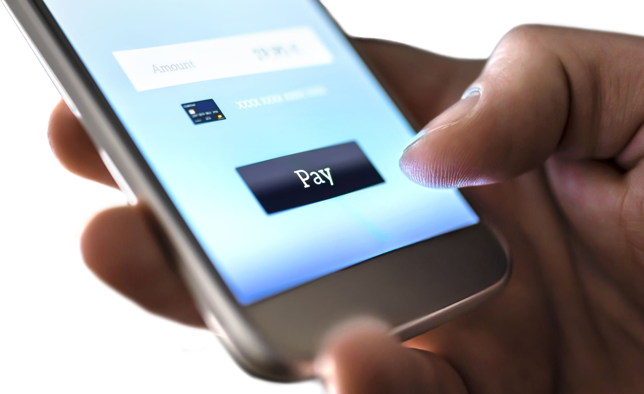 Hand using mobile payment on phone