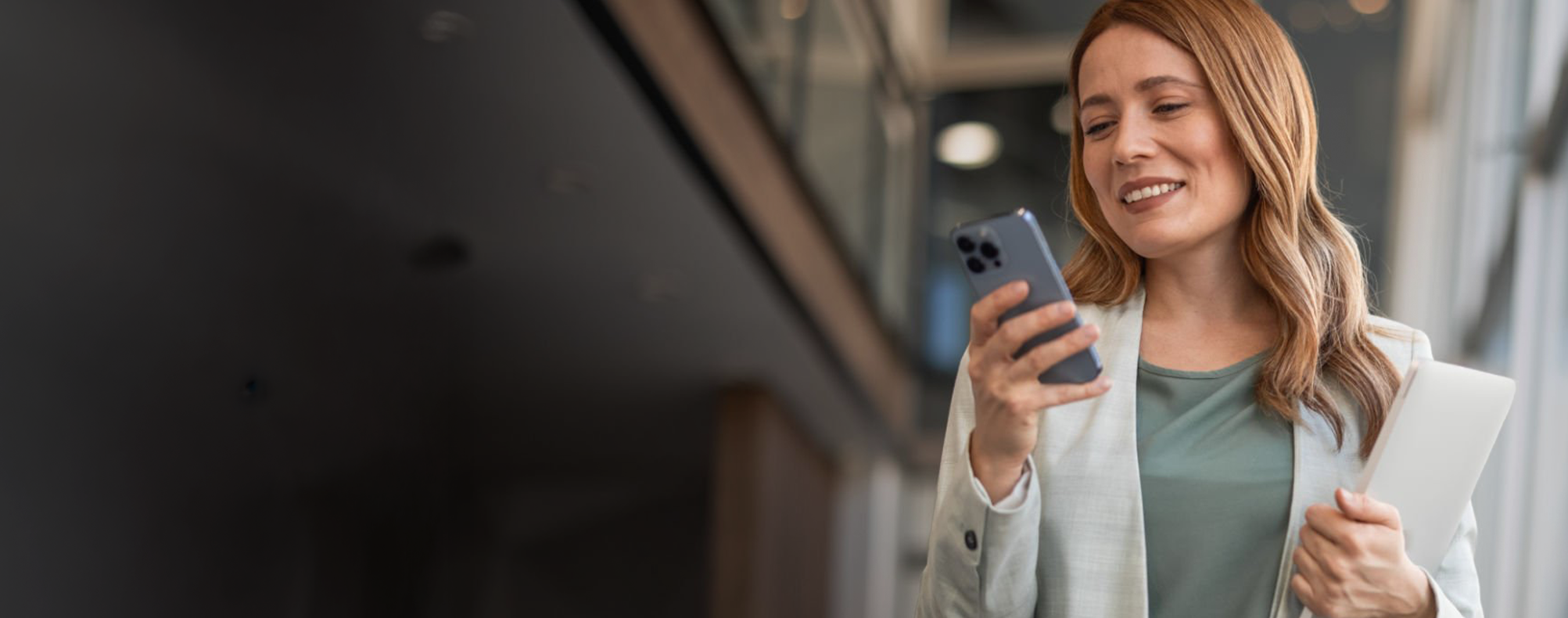 Woman using payment app on phone